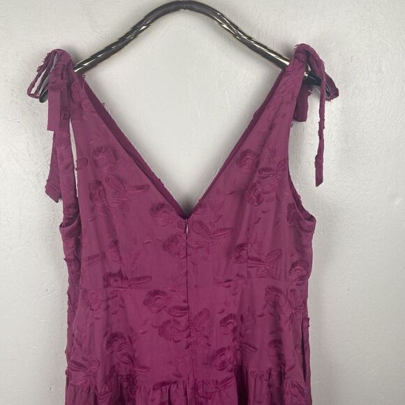 NWT‎ MARCHESA NOTTE Pink Tie Strap Floral Maxi Dress Tiered Wedding Size 14 $545 - Picture 12 of 12